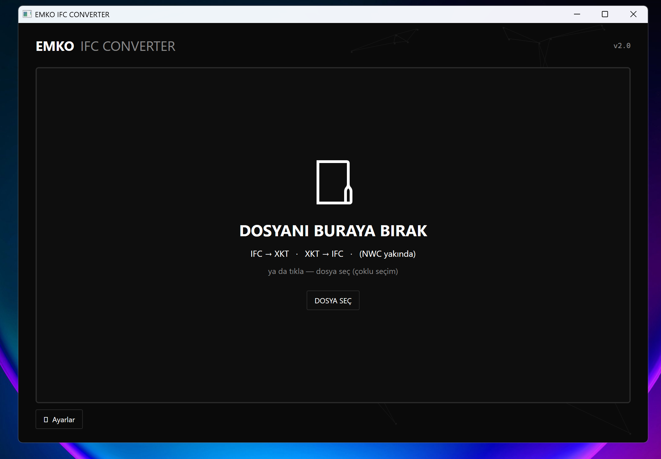 EMKO IFC Converter dosya bırakma ekranı